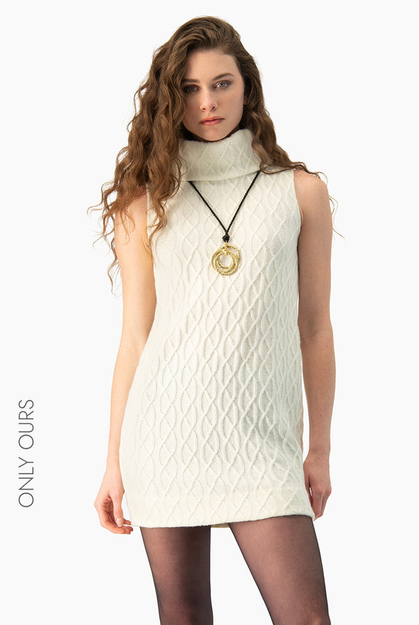 Vestido Ivonne corto tejido marfil