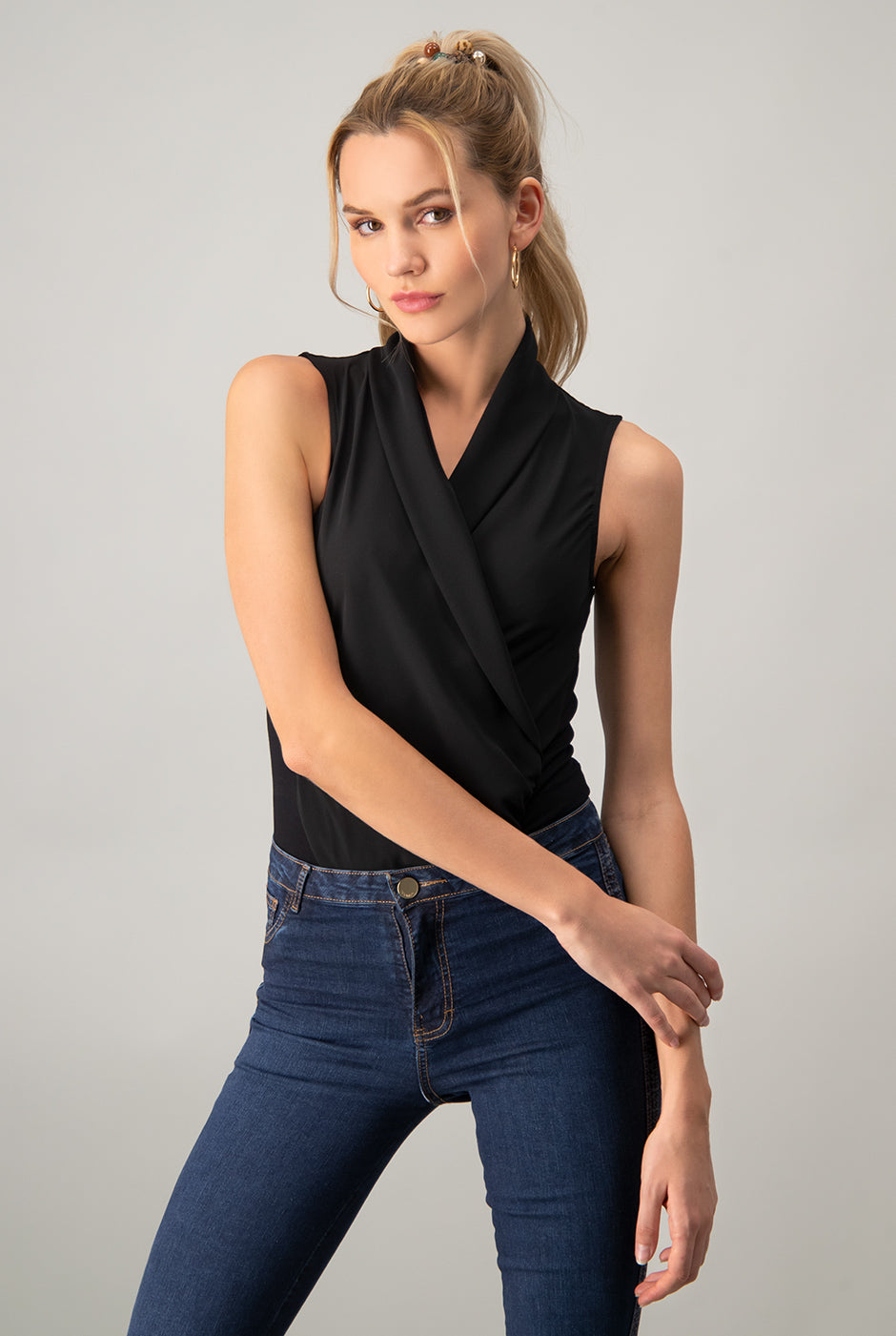 Body Drapeado sin mangas Negro Negro Ivonne