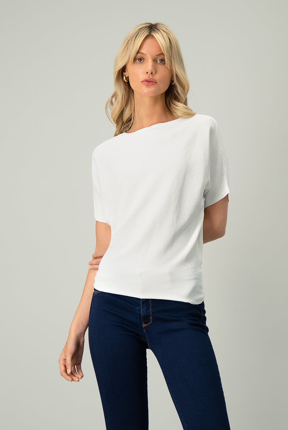 Blusa basica manga corta Blanco