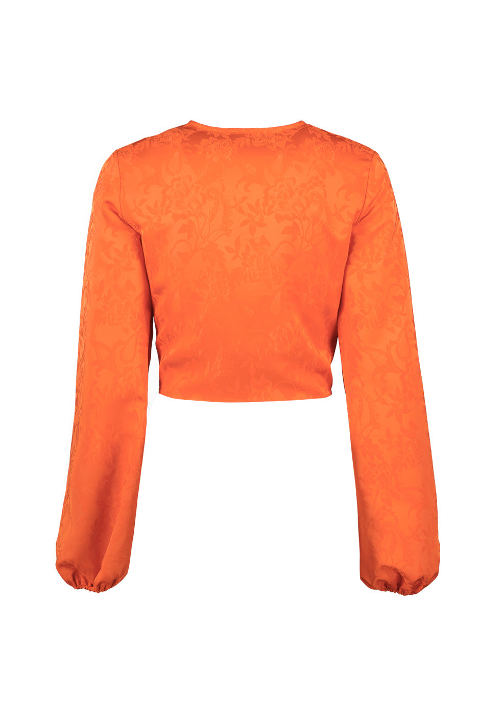 Blusa naranja de manga larga con detalle en pecho