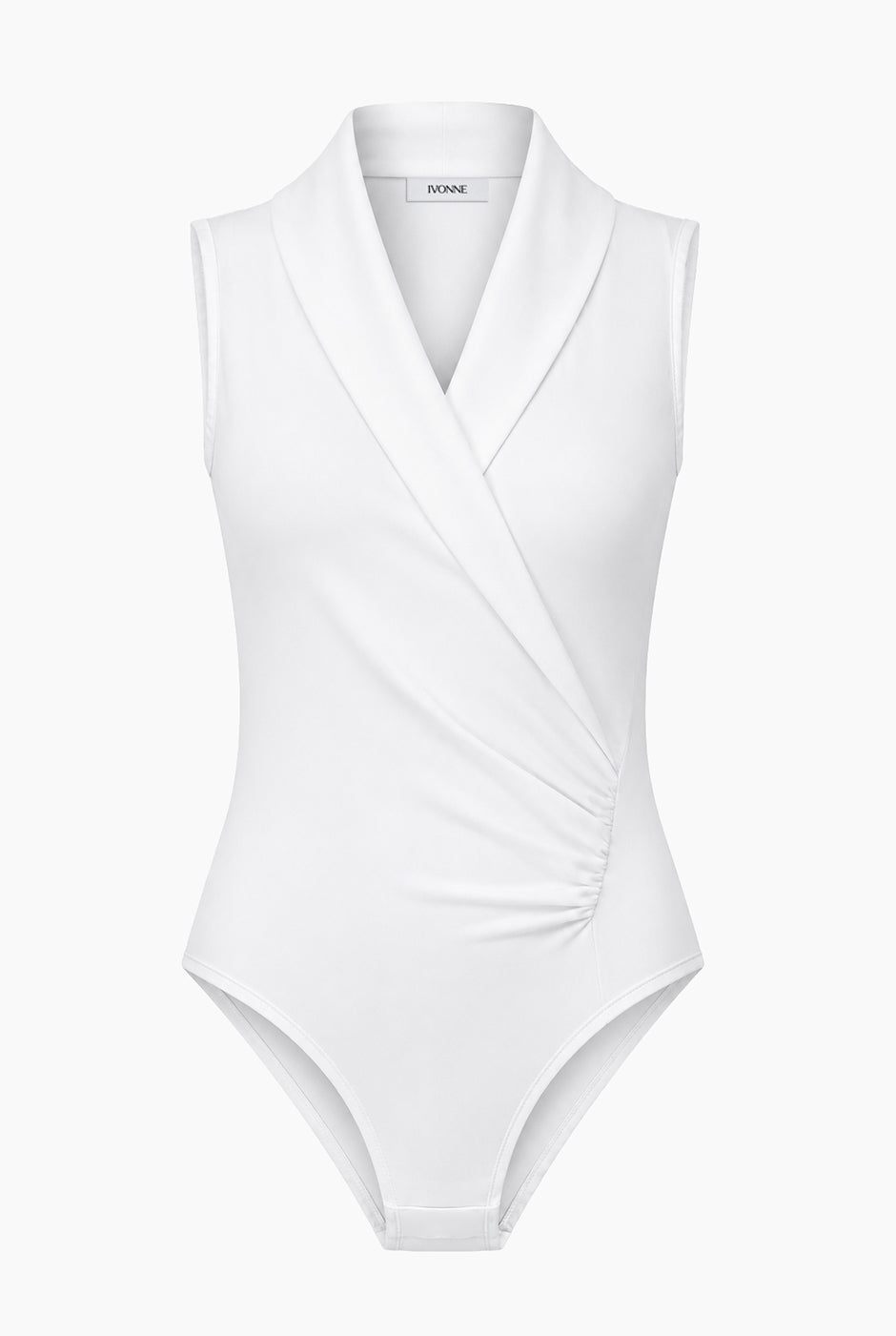 Body Drapeado sin mangas Marfil