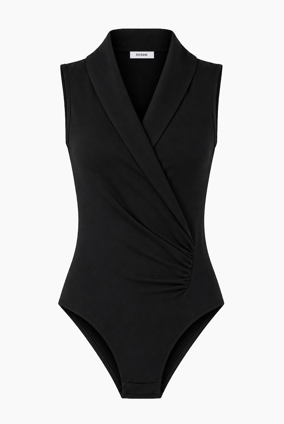 Body Drapeado sin mangas Negro