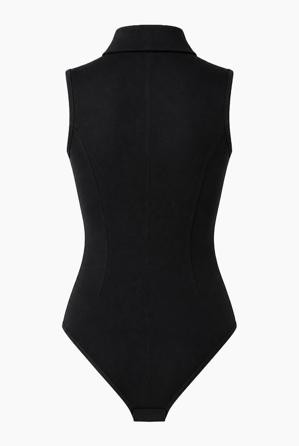 Body Drapeado sin mangas Negro