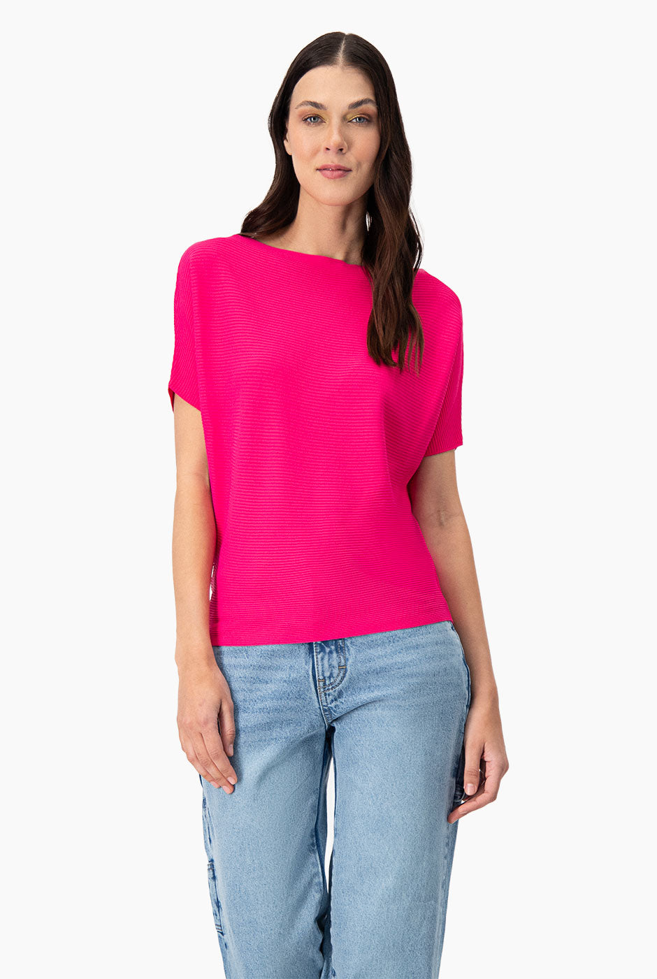 Blusa manga corta color fucsia