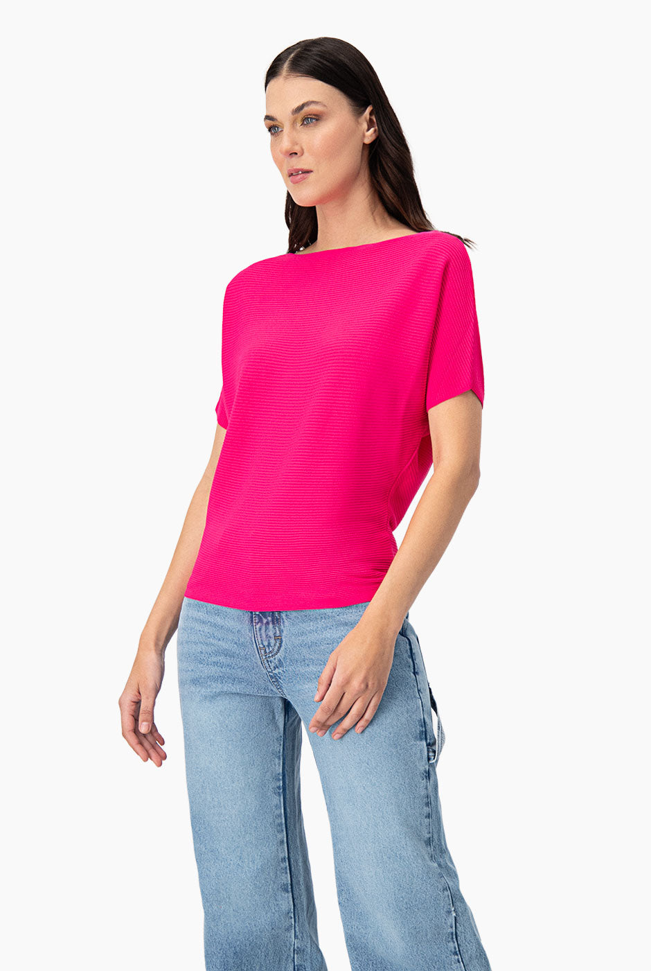 Blusa manga corta color fucsia