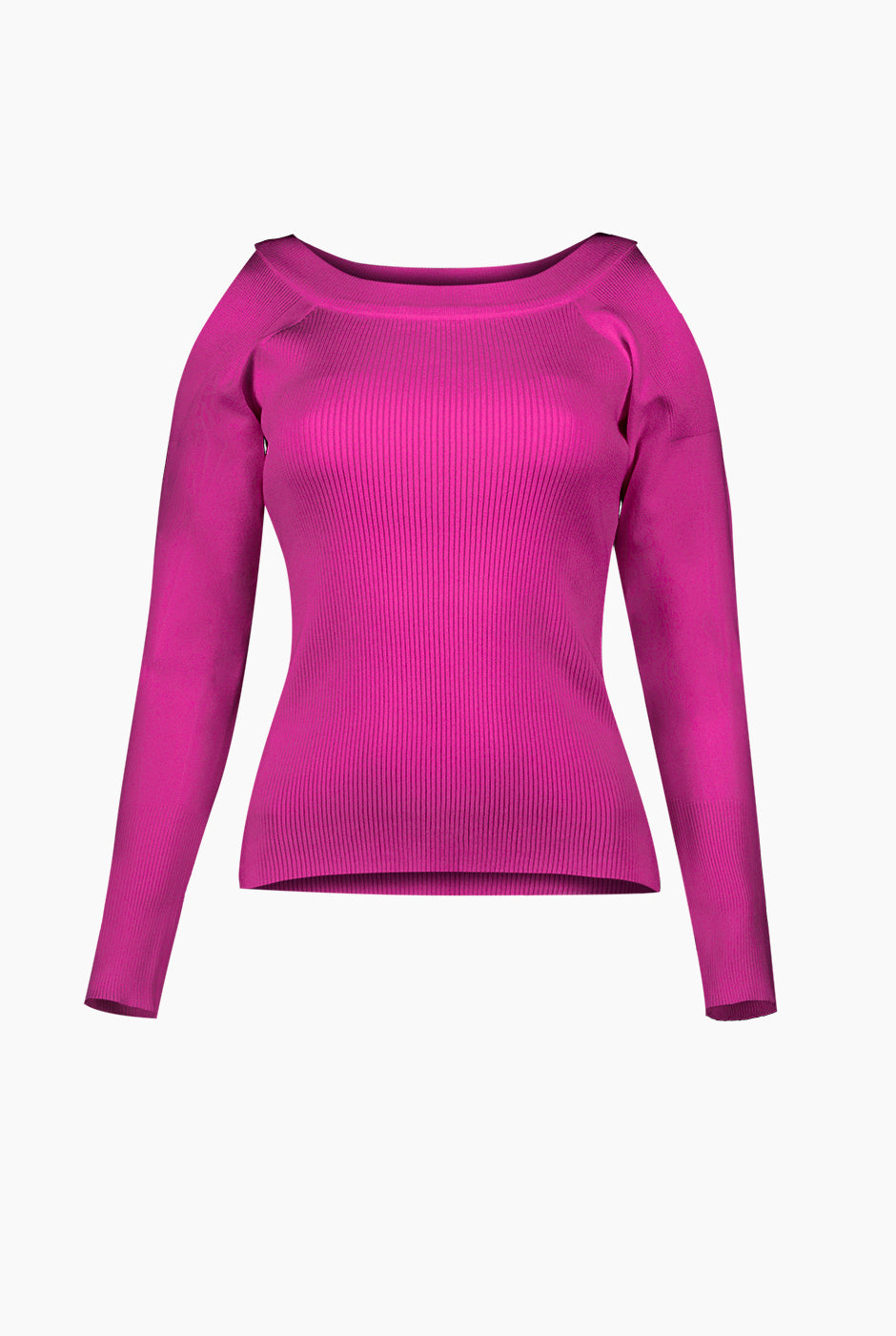 Blusa recta de manga larga y hombro descubierto morado