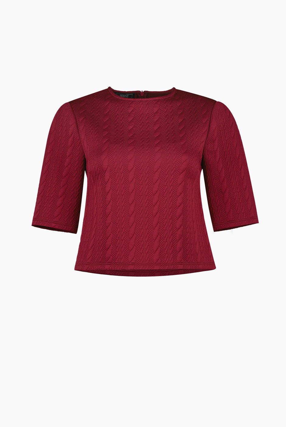 Blusa corta escote redondo manga tres cuartos