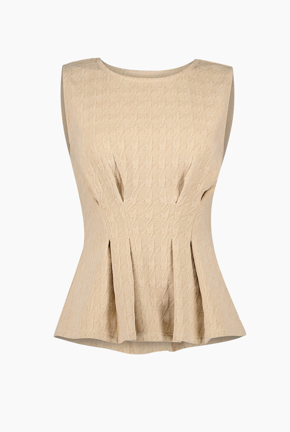 Blusa peplum sin mangas color beige