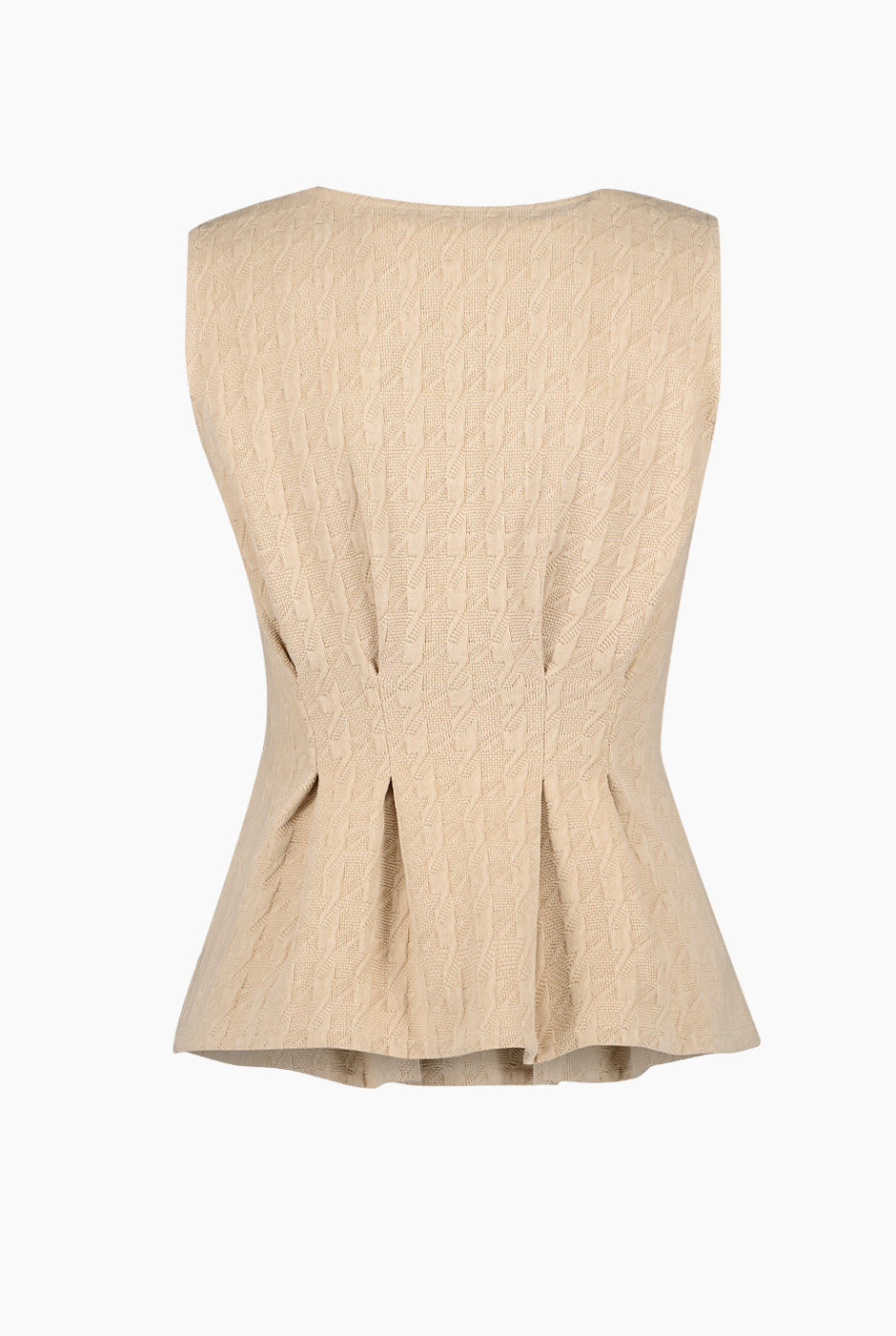 Blusa peplum sin mangas color beige