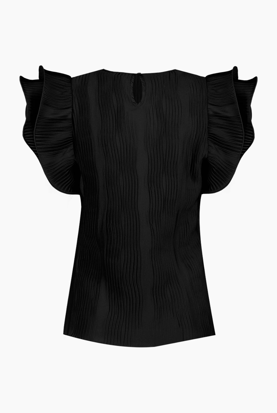 Blusa en tela plisada con volantes en sisa