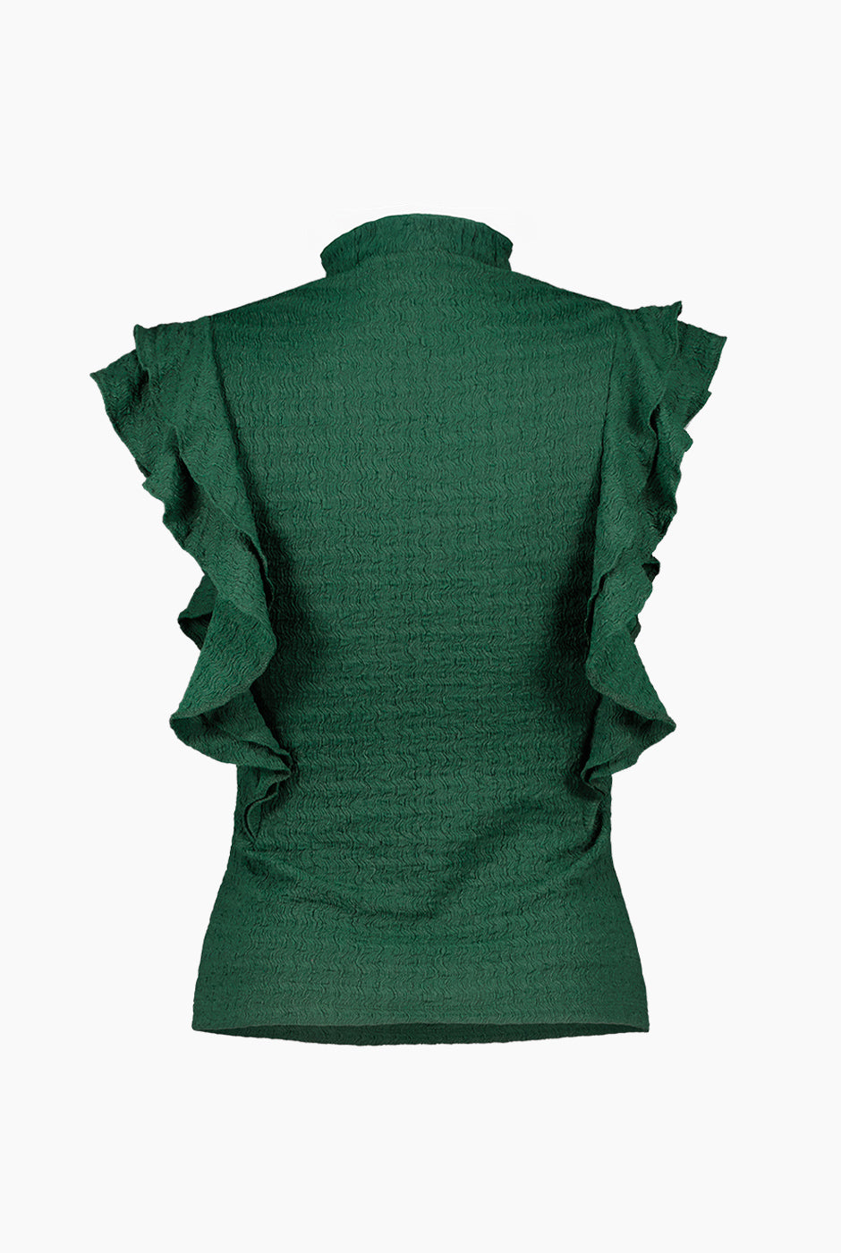 Blusa recta con volantes y cuello alto