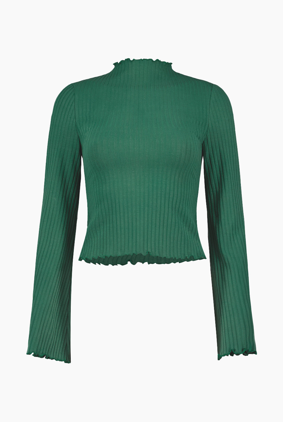 Blusa verde de manga larga semi acampanada