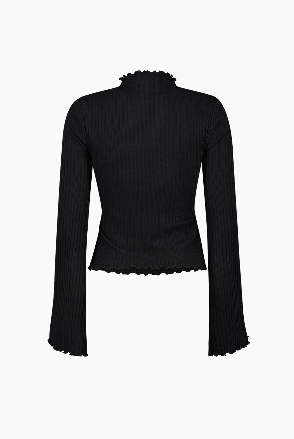 Blusa negra corta de manga larga semi acampanada