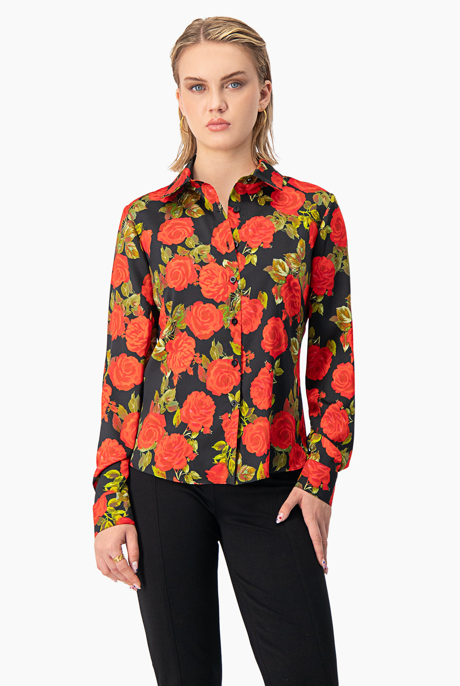 Blusa camisera de estampado floral