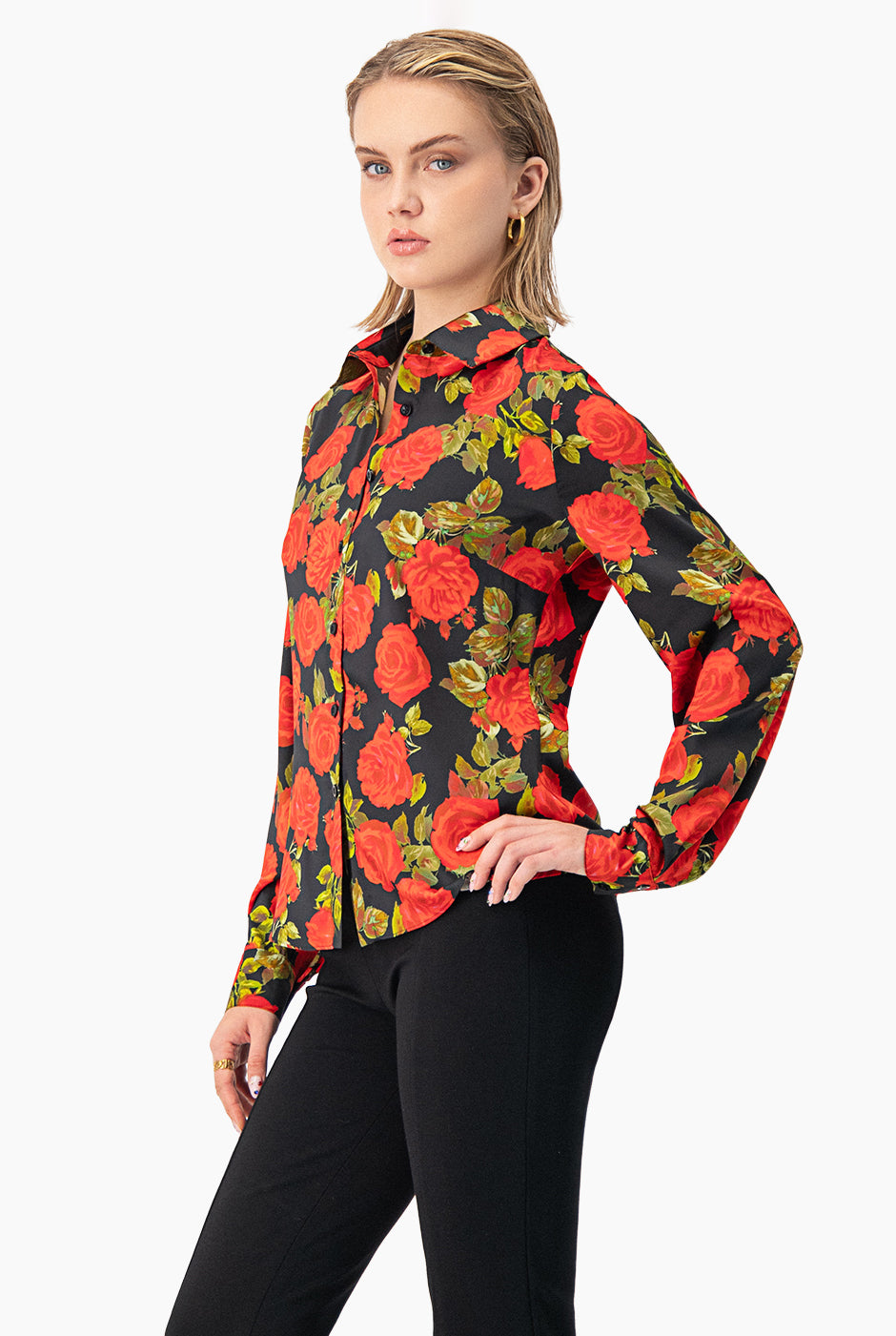 Blusa camisera de estampado floral