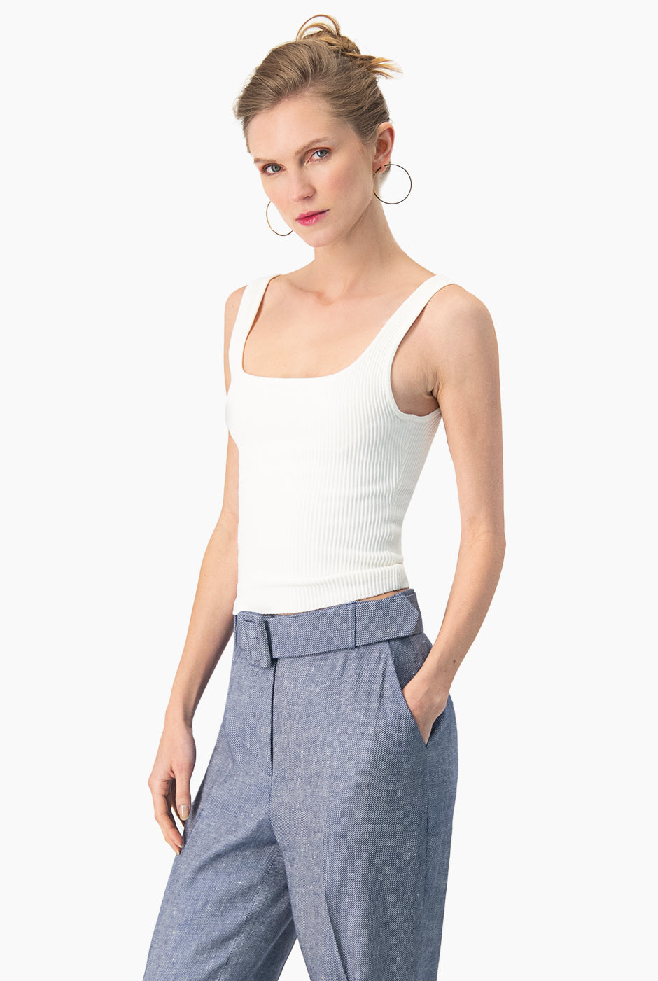 Slim Crop Ribbed Top