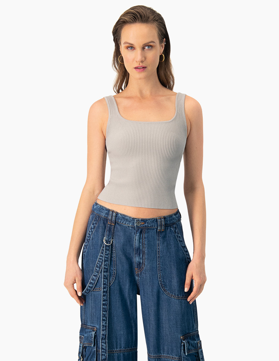 Slim Crop Ribbed Top