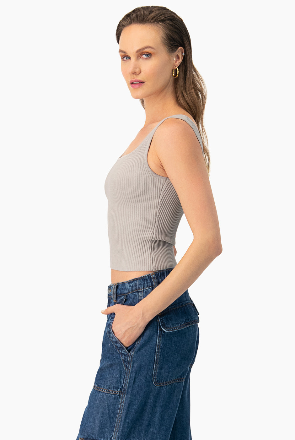 Slim Crop Ribbed Top