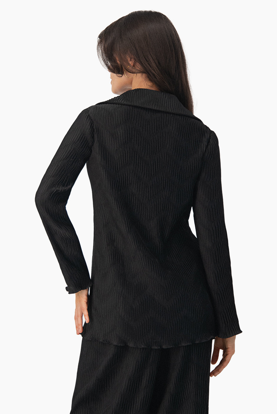 Blusa camisera larga plisada