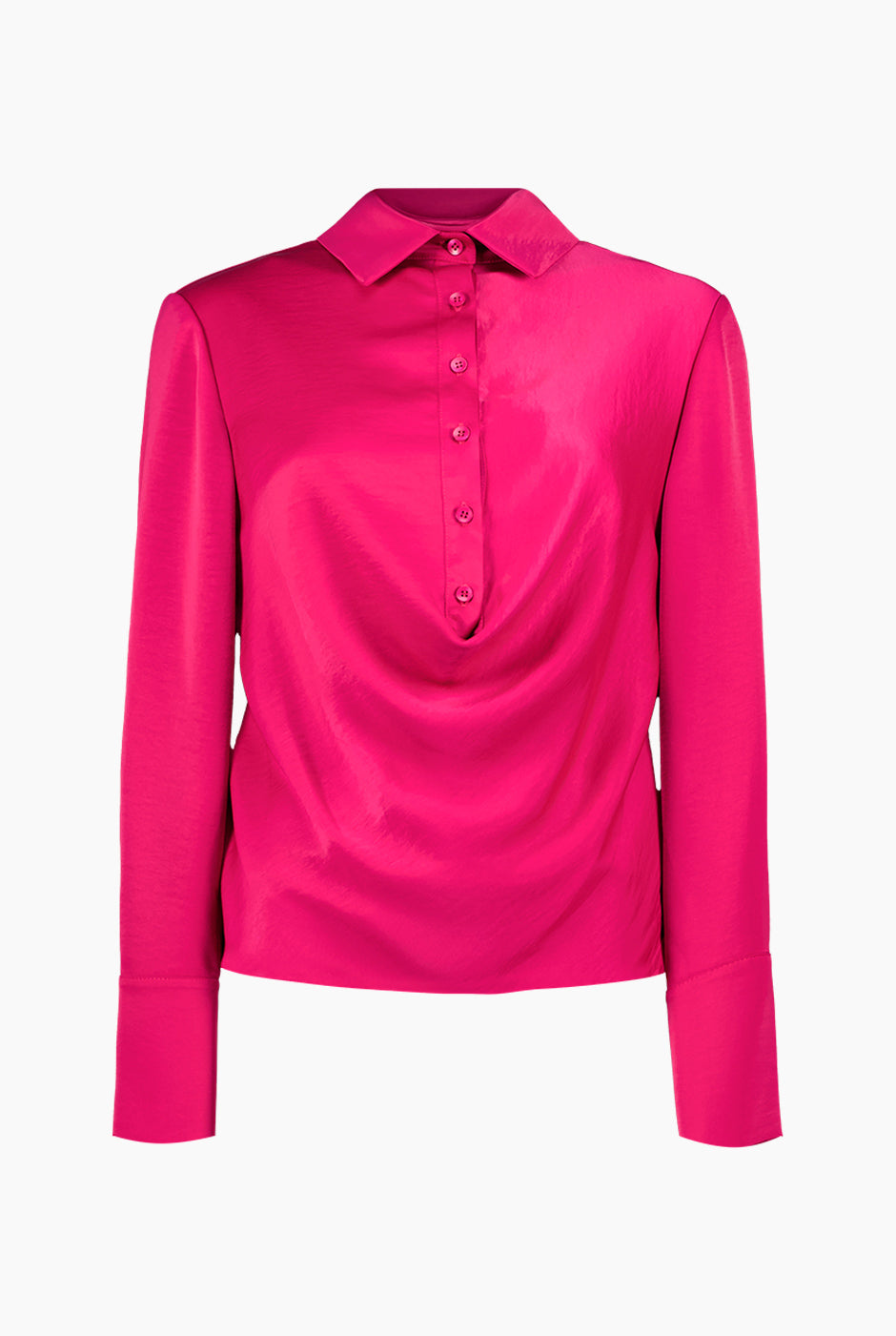 Blusa fucsia de cuello camisero