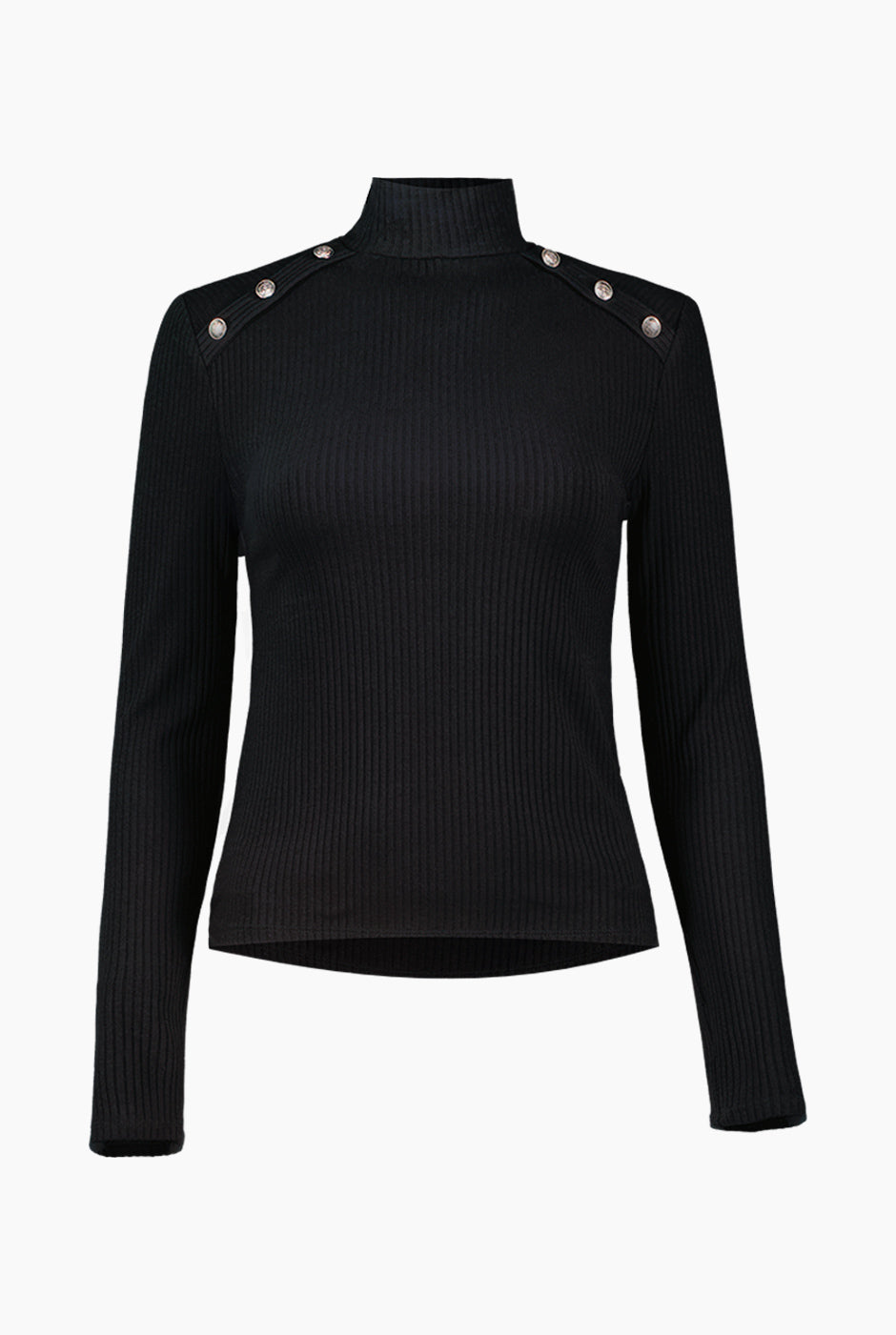 Blusa negra recta de cuello alto