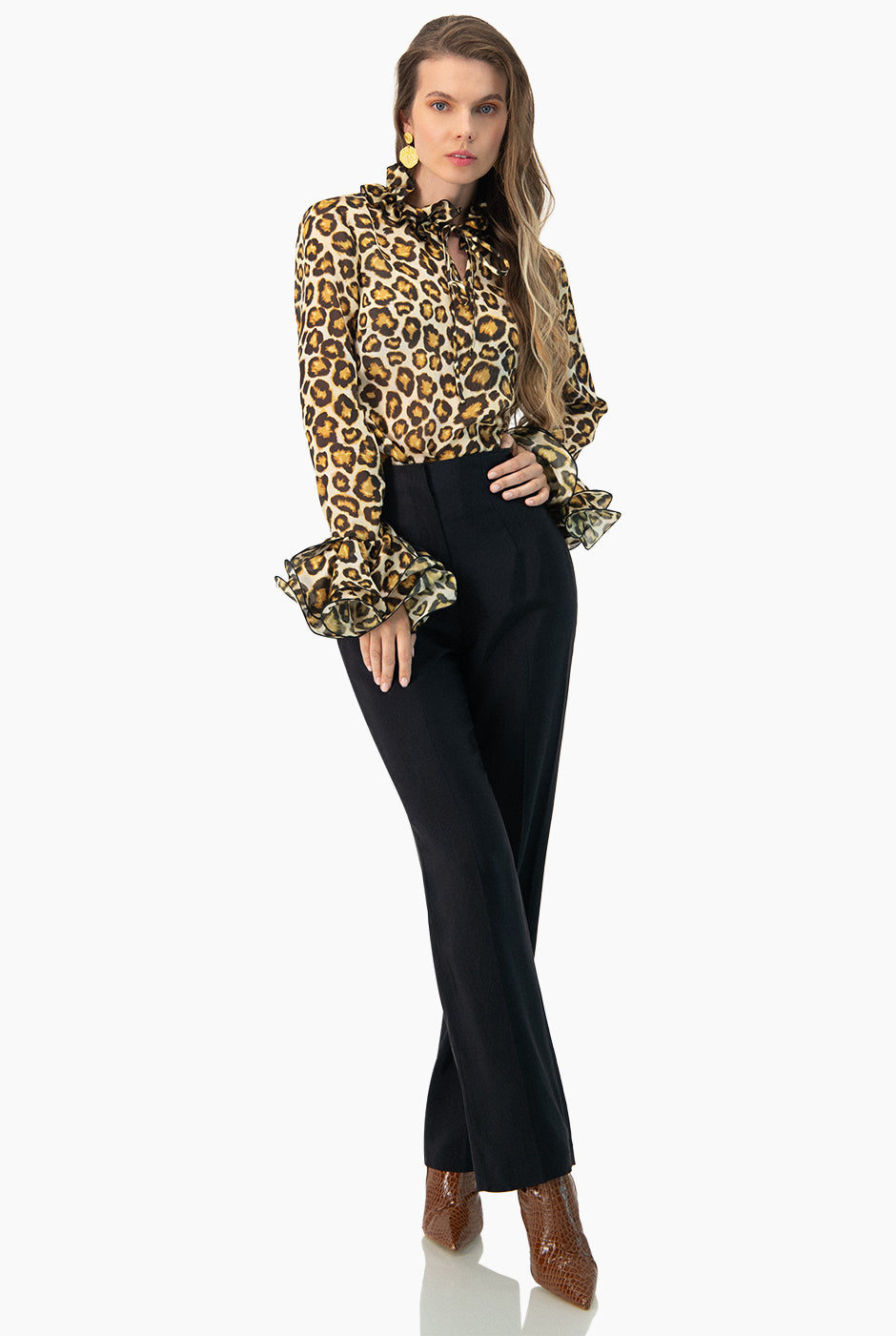 Blusa recta en tela animal print