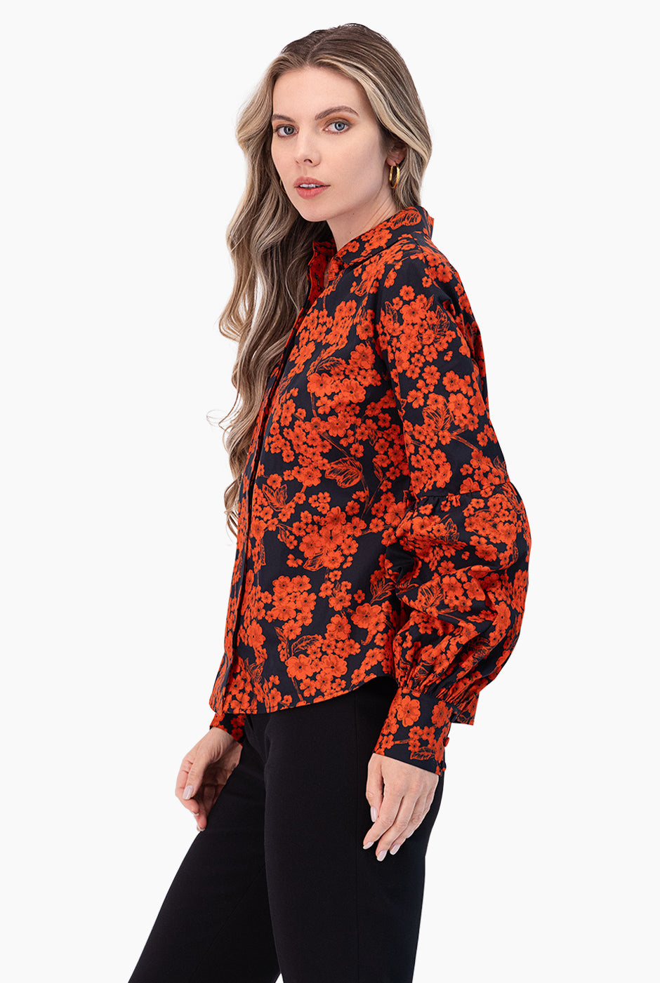 Blusa camisera de manga amplia