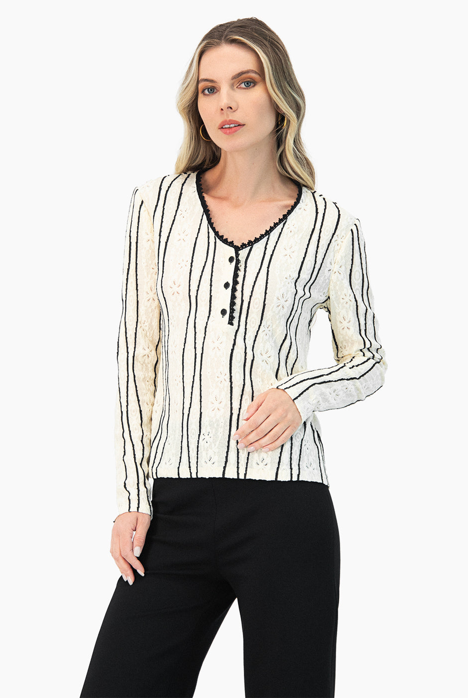 Blusa tejida escote en V