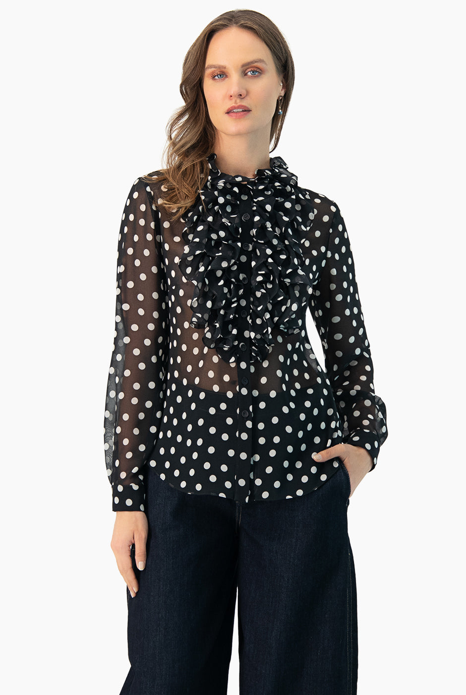 Blusa con estampado de lunares