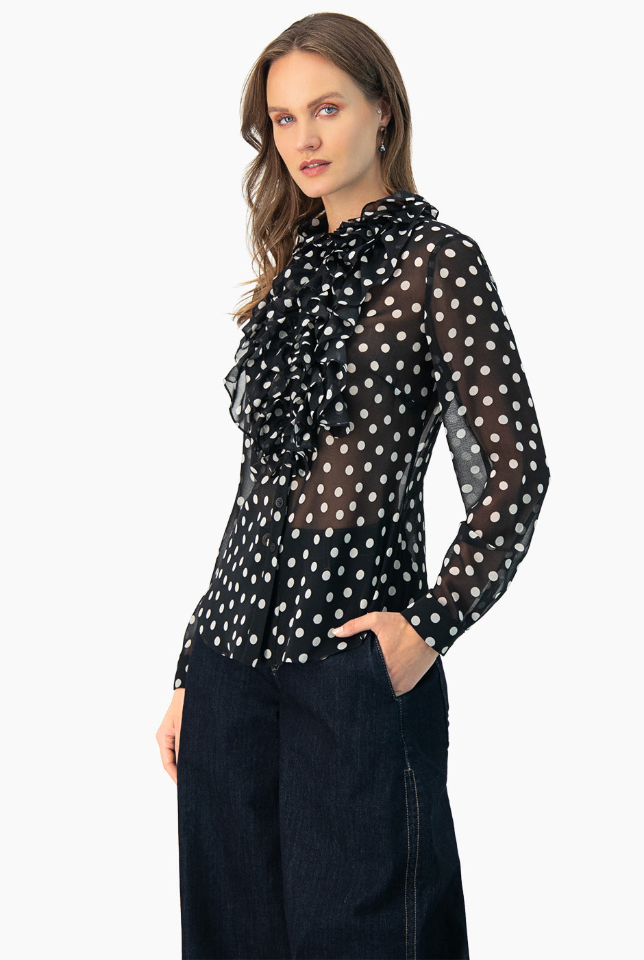 Blusa con estampado de lunares