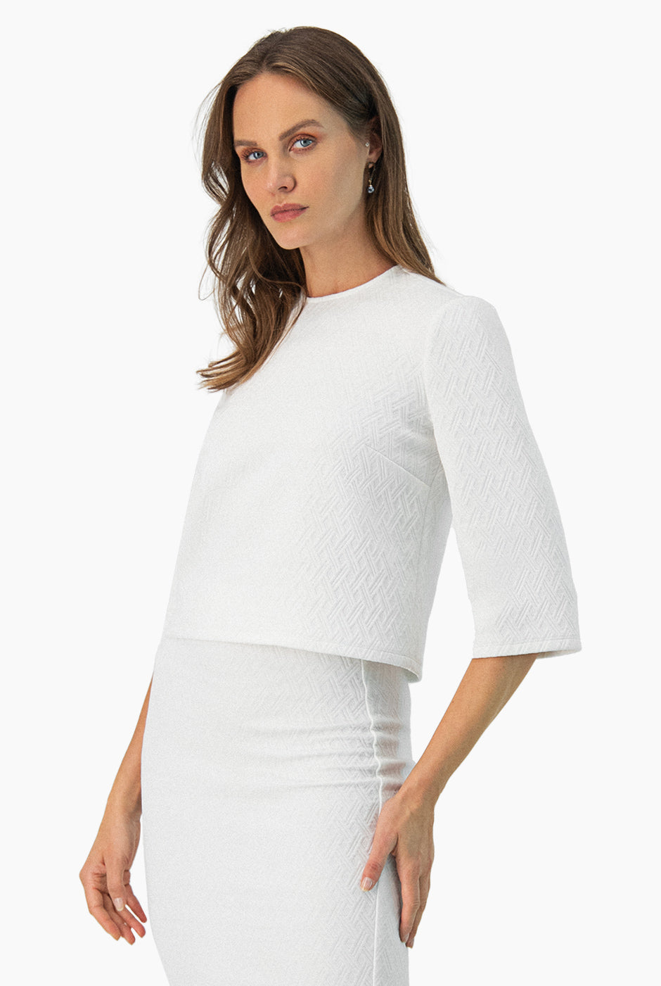 Blusa de manga 3/4 blanca