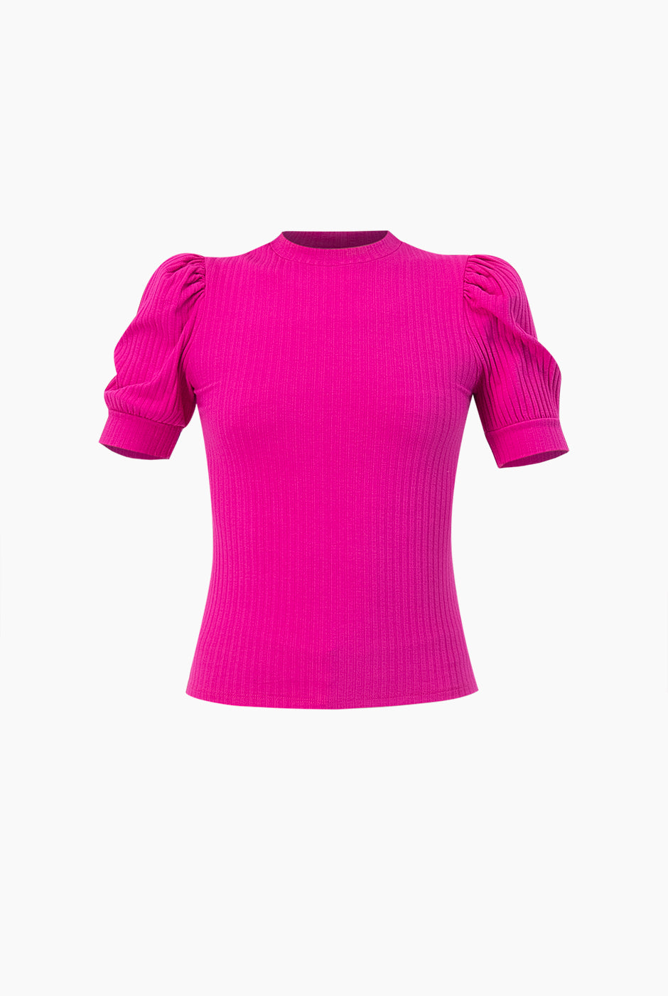 Blusa de cuello redondo fucsia