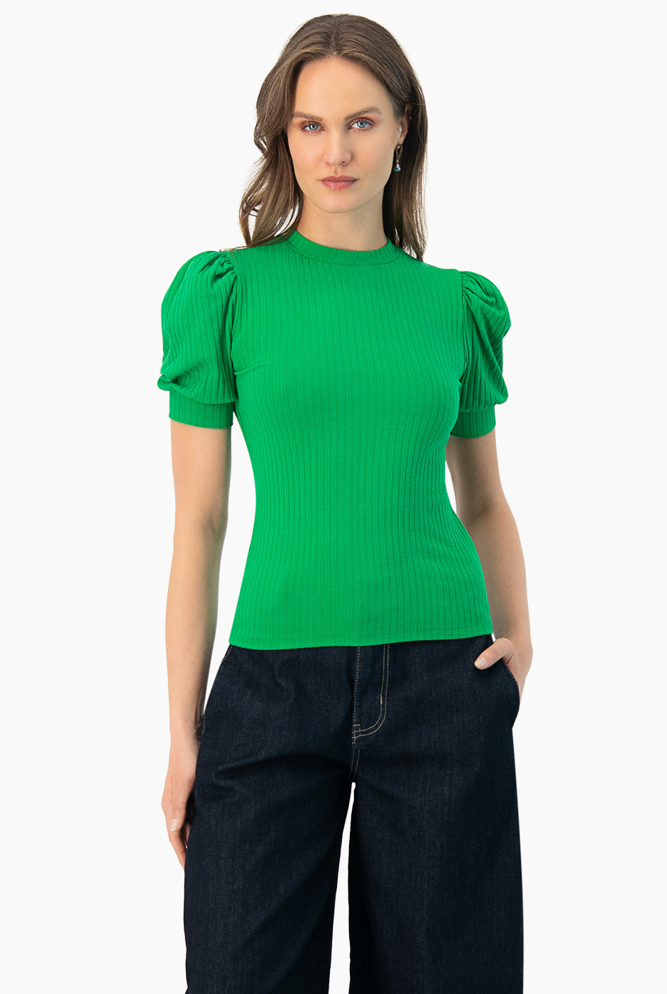 Blusa de cuello redondo verde