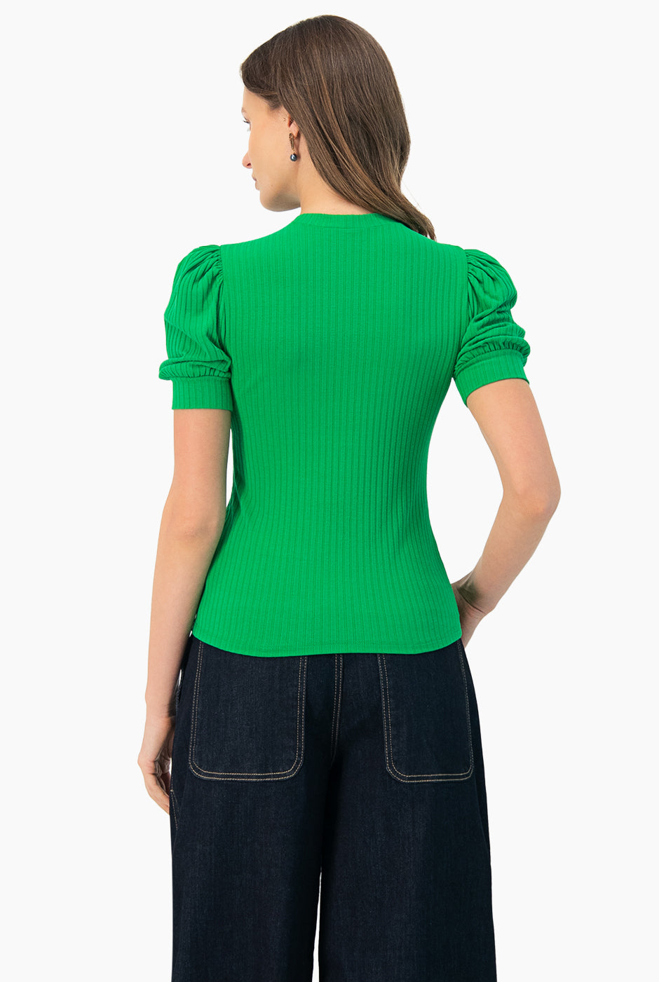 Blusa de cuello redondo verde