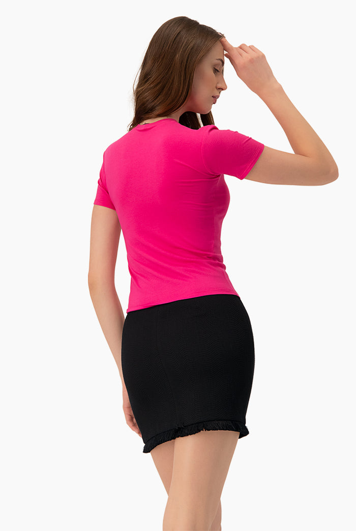 Playera Color Rosa Playera Básica Recta Rosa - Manga Corta Casual