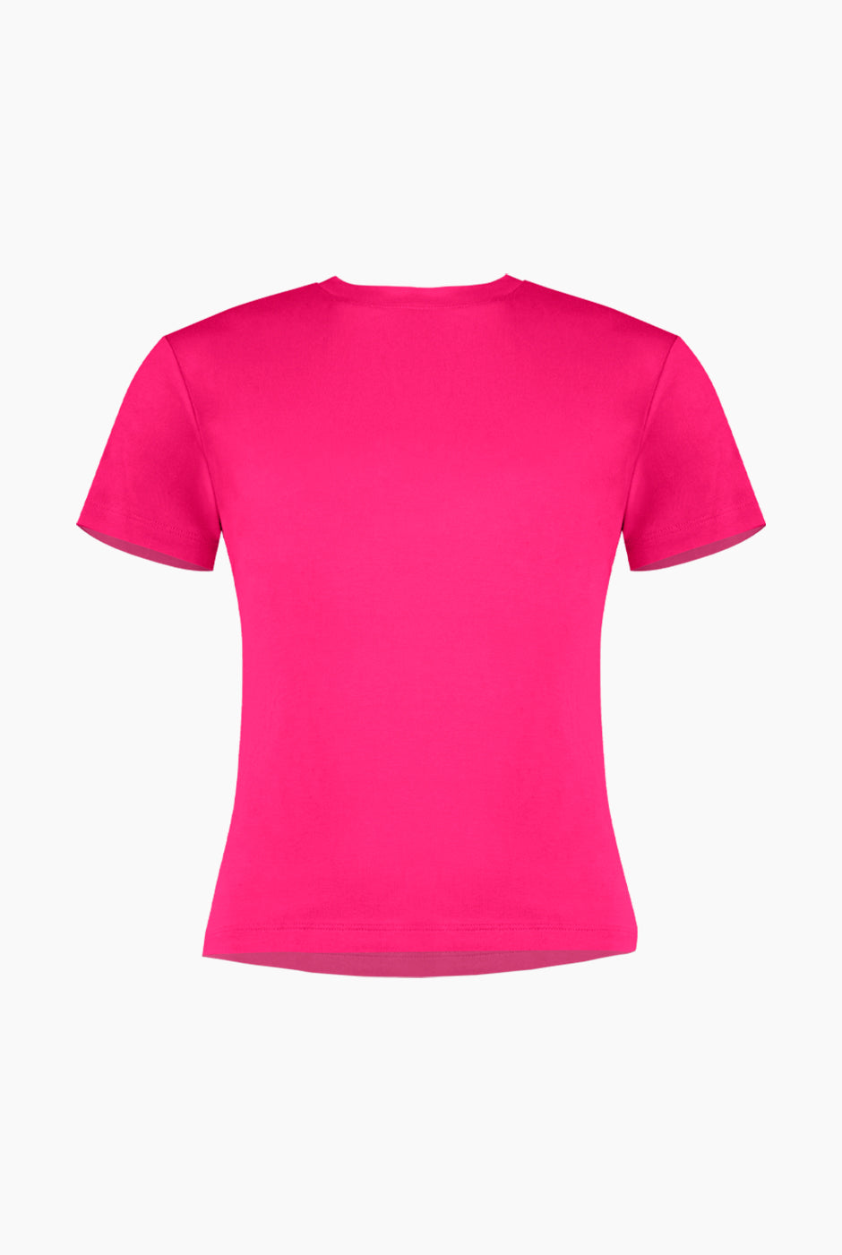 Playera básica recta rosa con cuello redondo y manga corta
