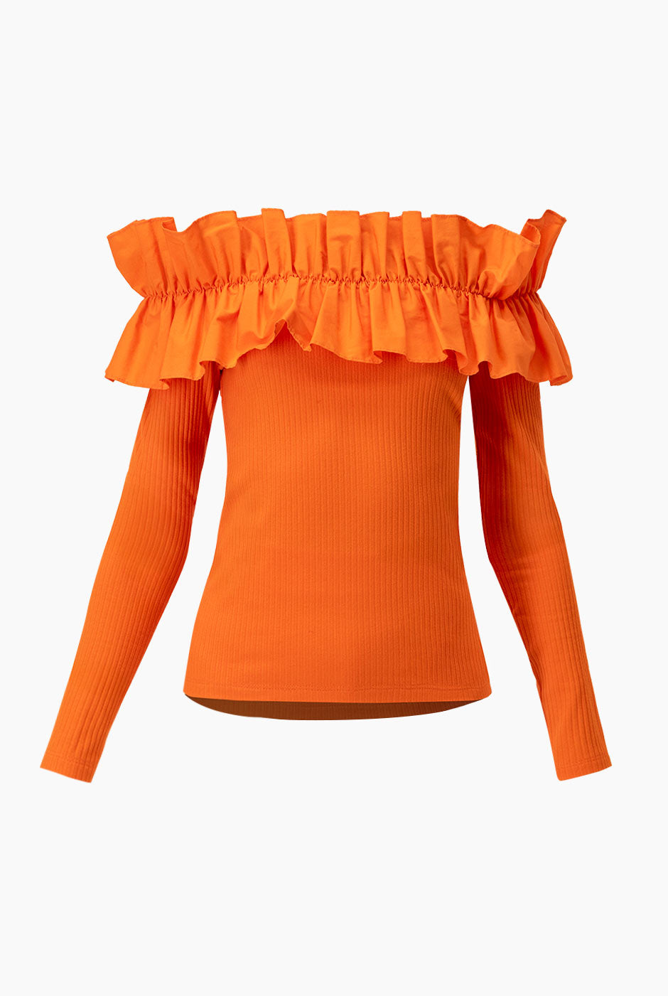 Blusa recta naranja y manga larga