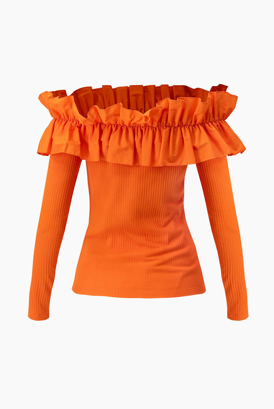 Blusa recta naranja y manga larga