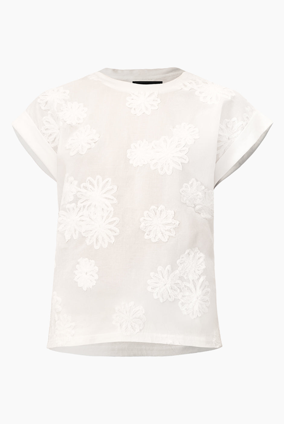 Set Cotton Flowers: Blusa bordada y pantalón holgado blanco