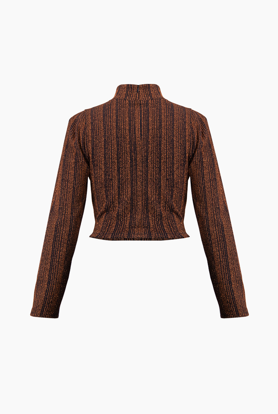 Top corto azul marino con cuello alto y manga larga