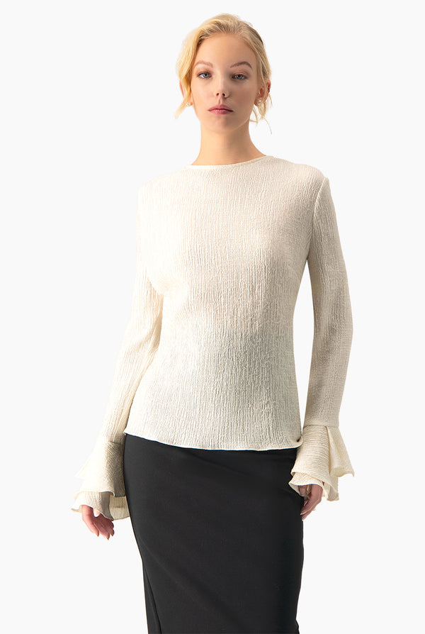 Blusa manga larga volantes