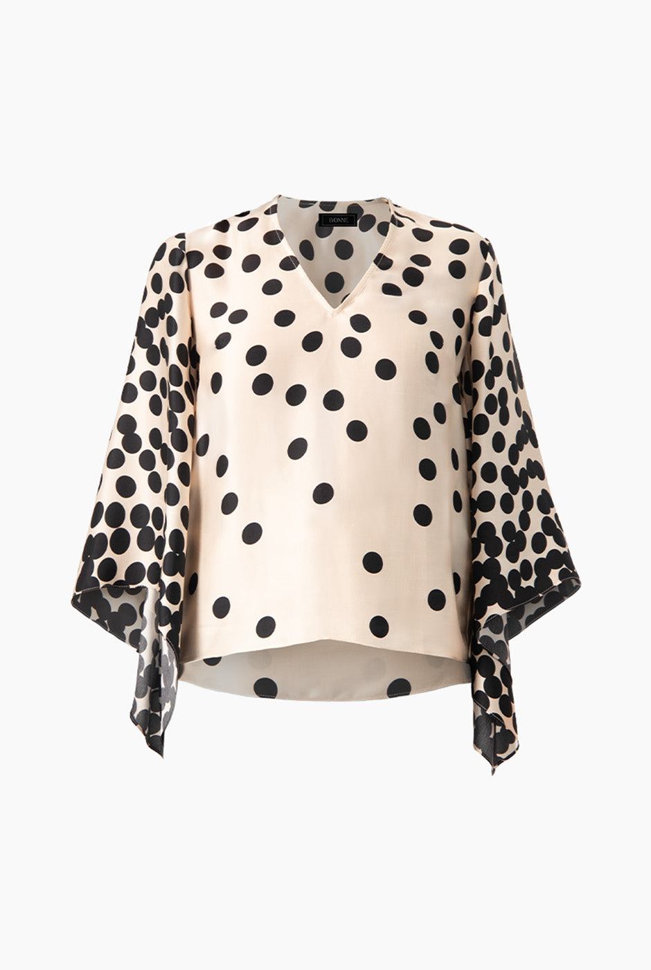 Blusa estampada de lunares con manga amplia y escote en V