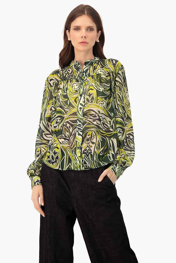 Blusa estampada de cuello redondo