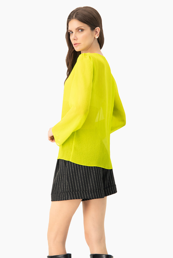 Blusa larga verde de manga larga