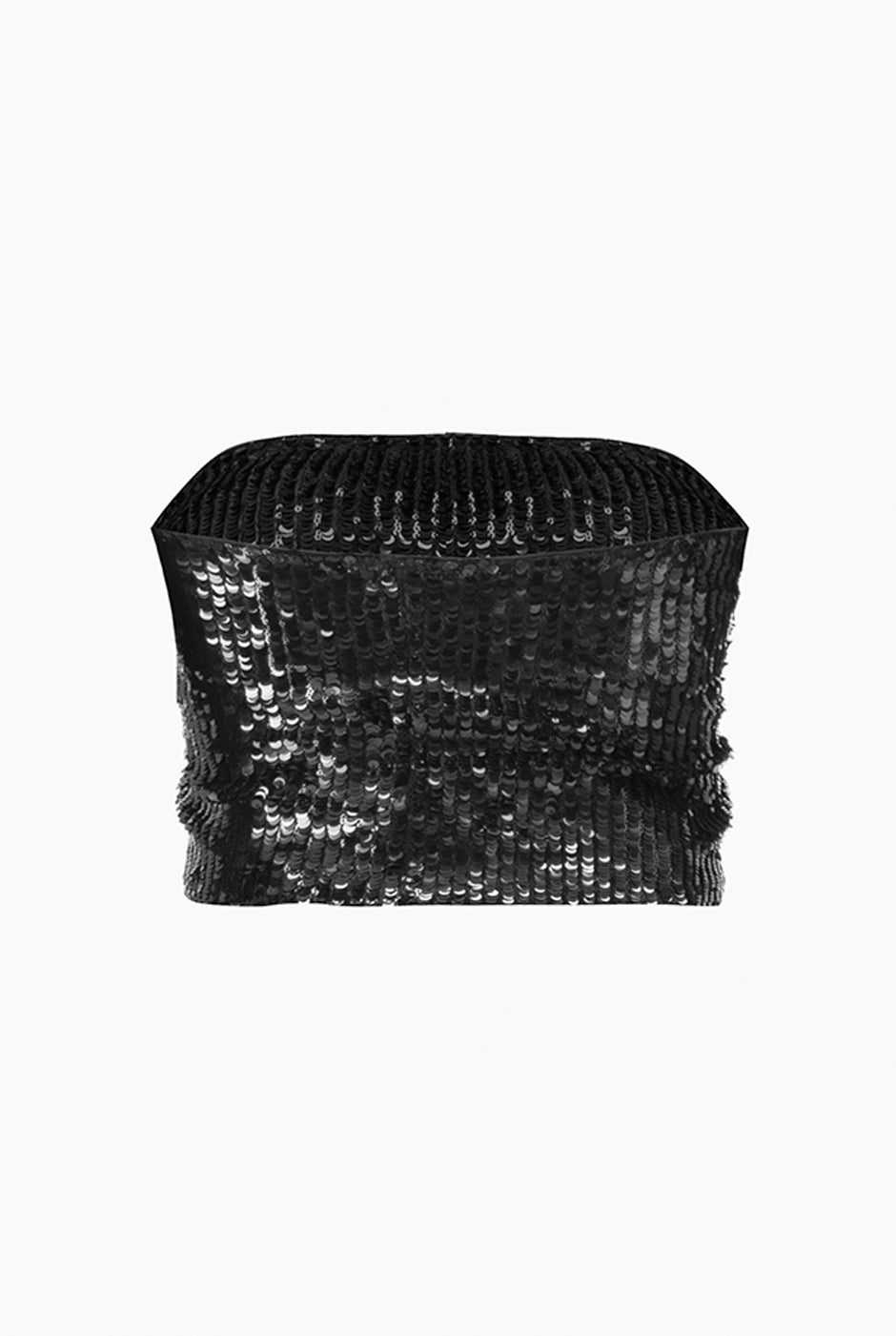Top tubo negro con lentejuelas, sin mangas, entallado