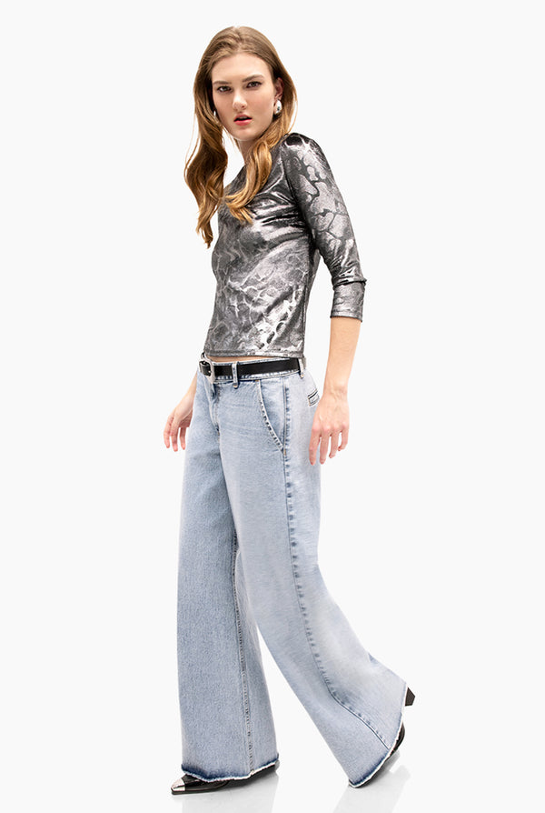 Blusa recta plata manga larga