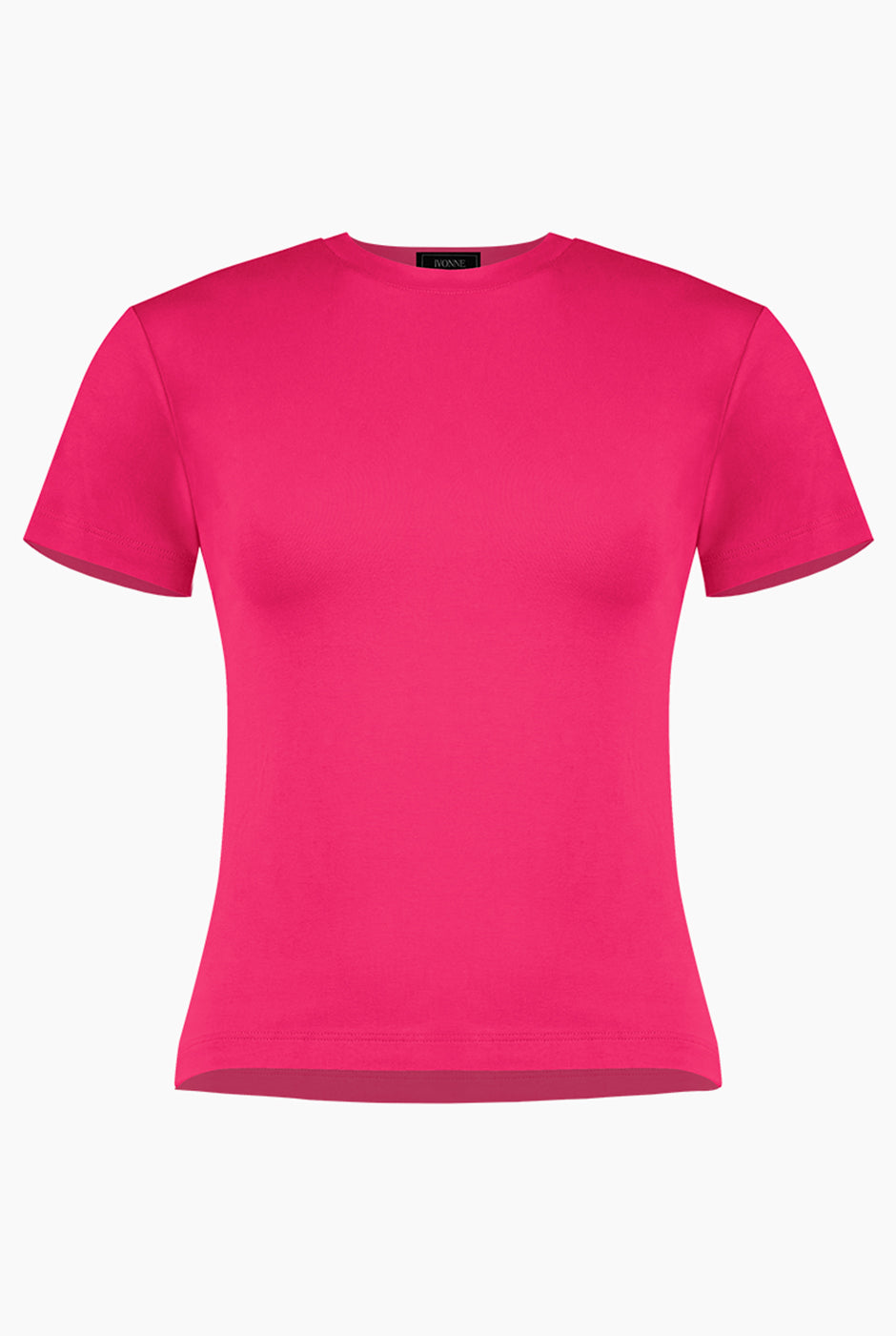 Playera básica fucsia de manga corta con silueta entallada