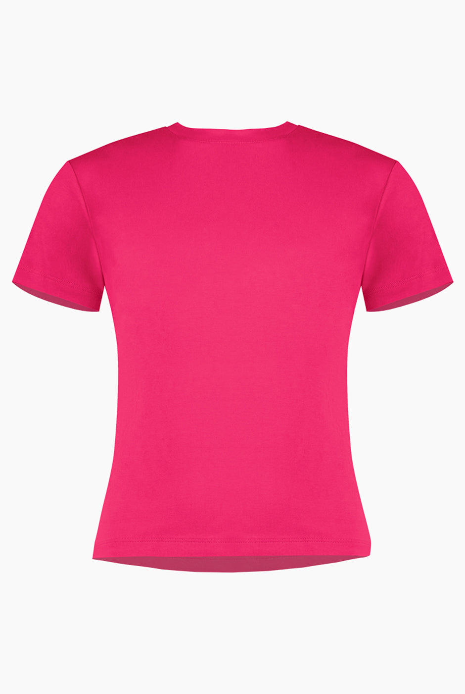 Playera básica fucsia de manga corta con silueta entallada