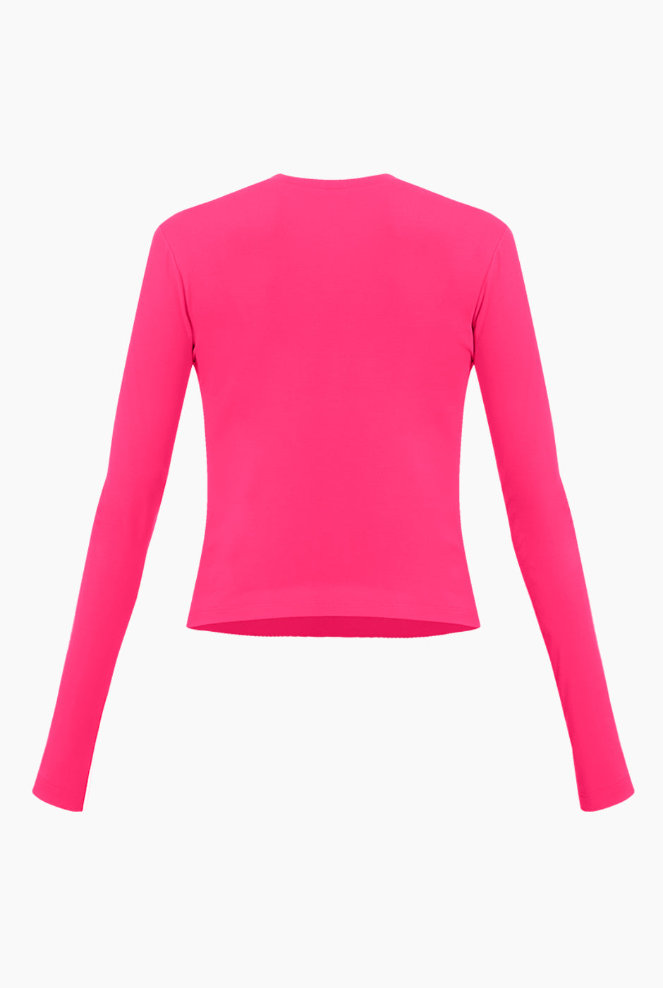 Playera básica lisa fucsia de manga larga