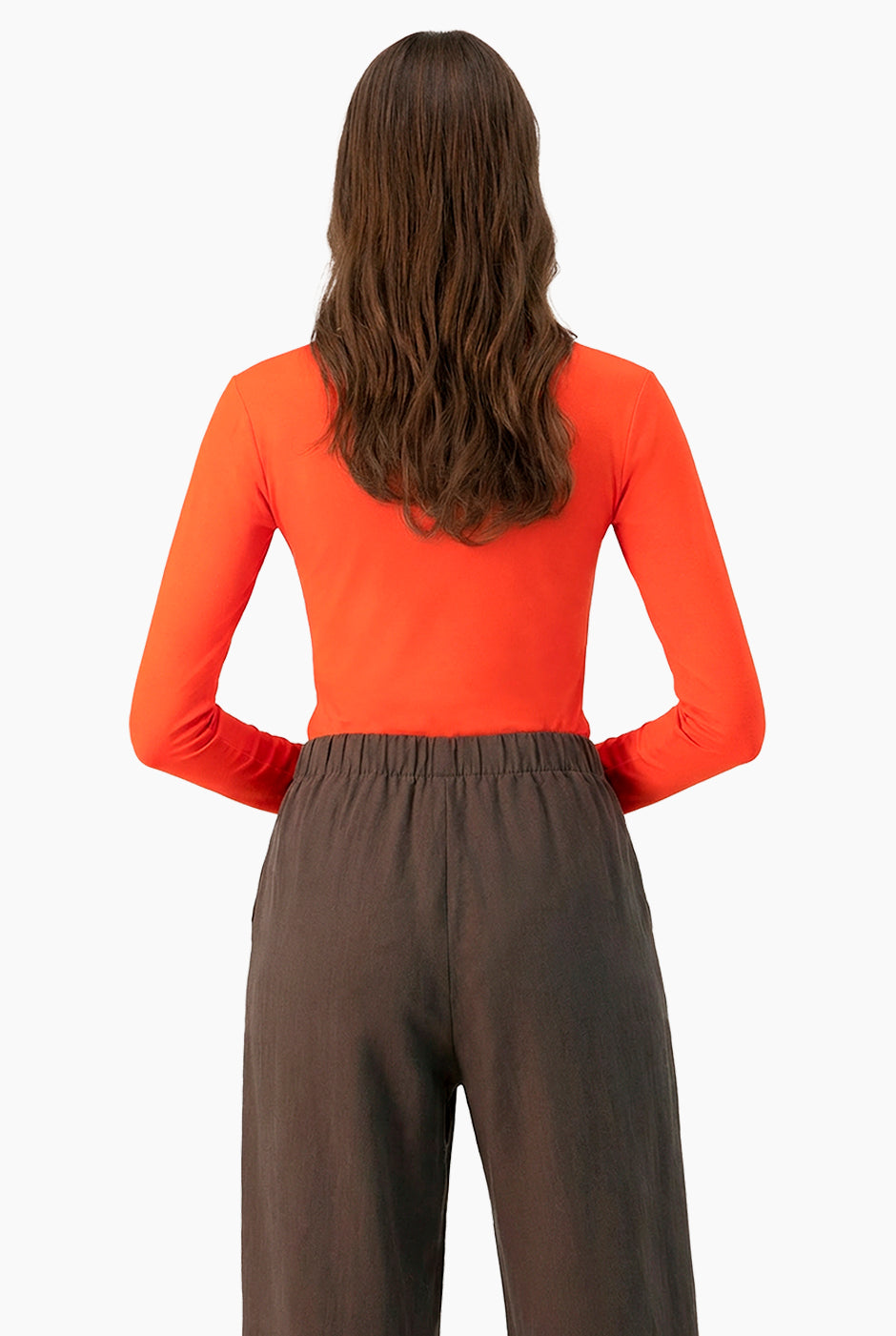 Playera básica lisa naranja manga larga de Ivonne